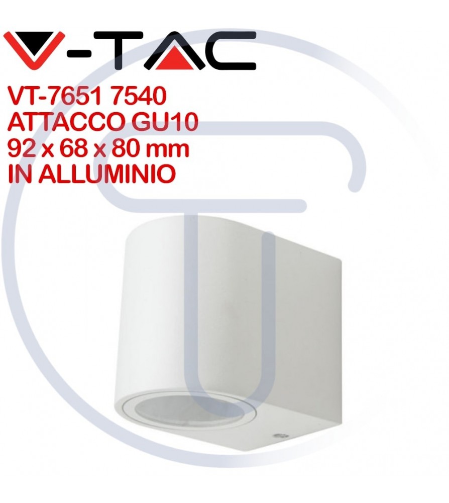 V-Tac Portalampada Wall Light da Muro per 1 Lampadina GU10 IP44 Colore Bianco