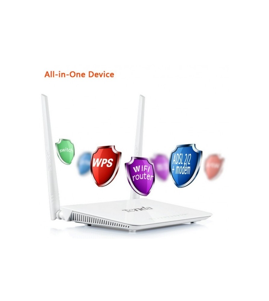 Tenda Modem Router ADSL2+ Wireless N300 USB D301