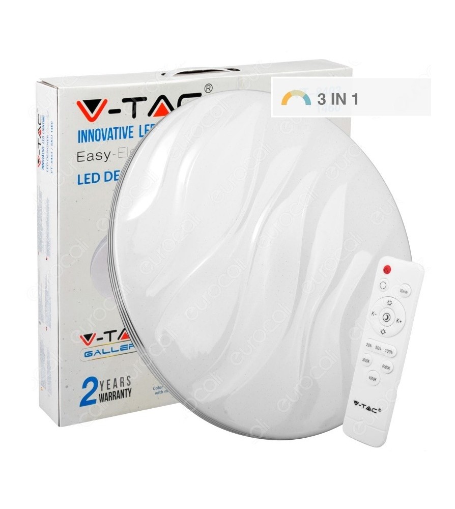 V-Tac Plafoniera Led 40W 4000K  Forma Circolare Effetto Cielo Stellato con Telecomando temperatura di colore impostabile