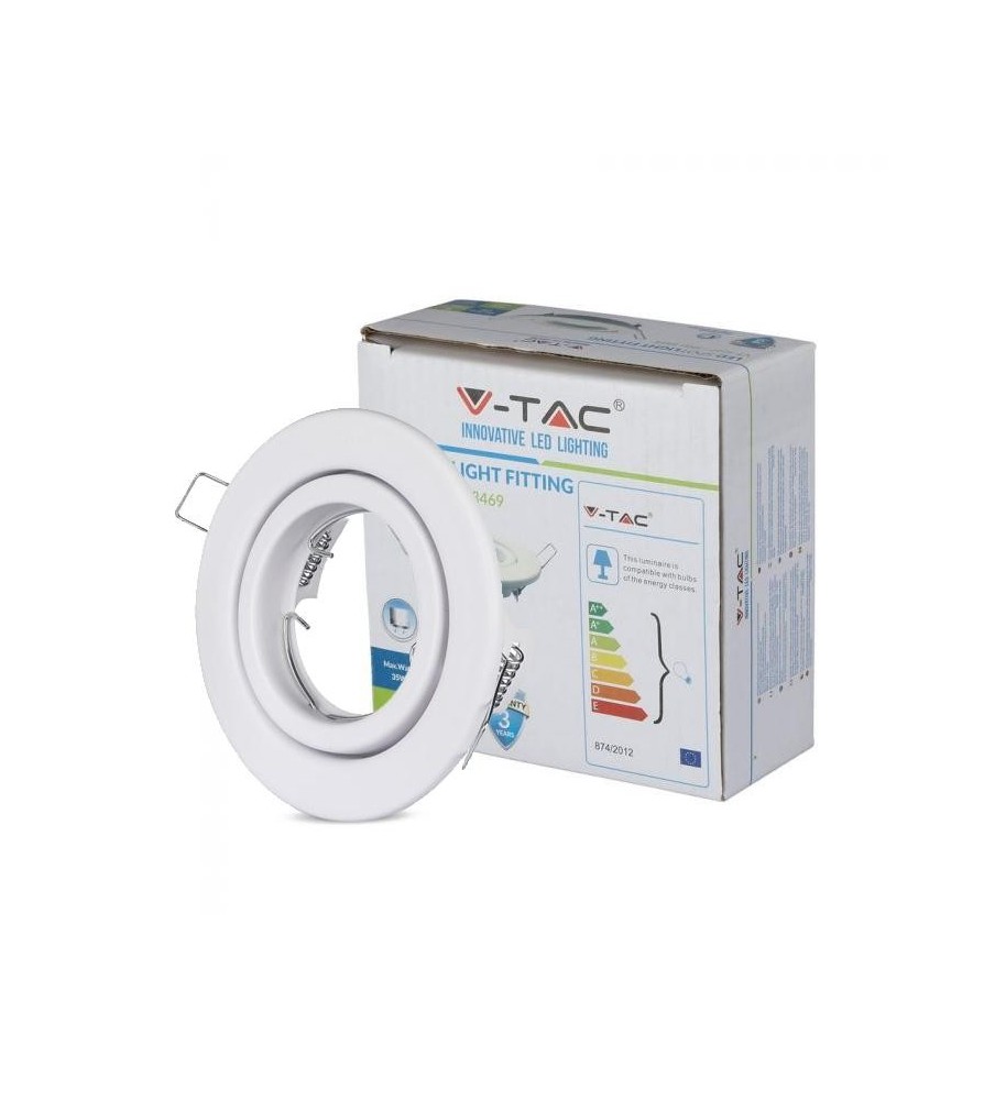 V-Tac Custodia Rotonda Mobile Bianco GU10 IP20