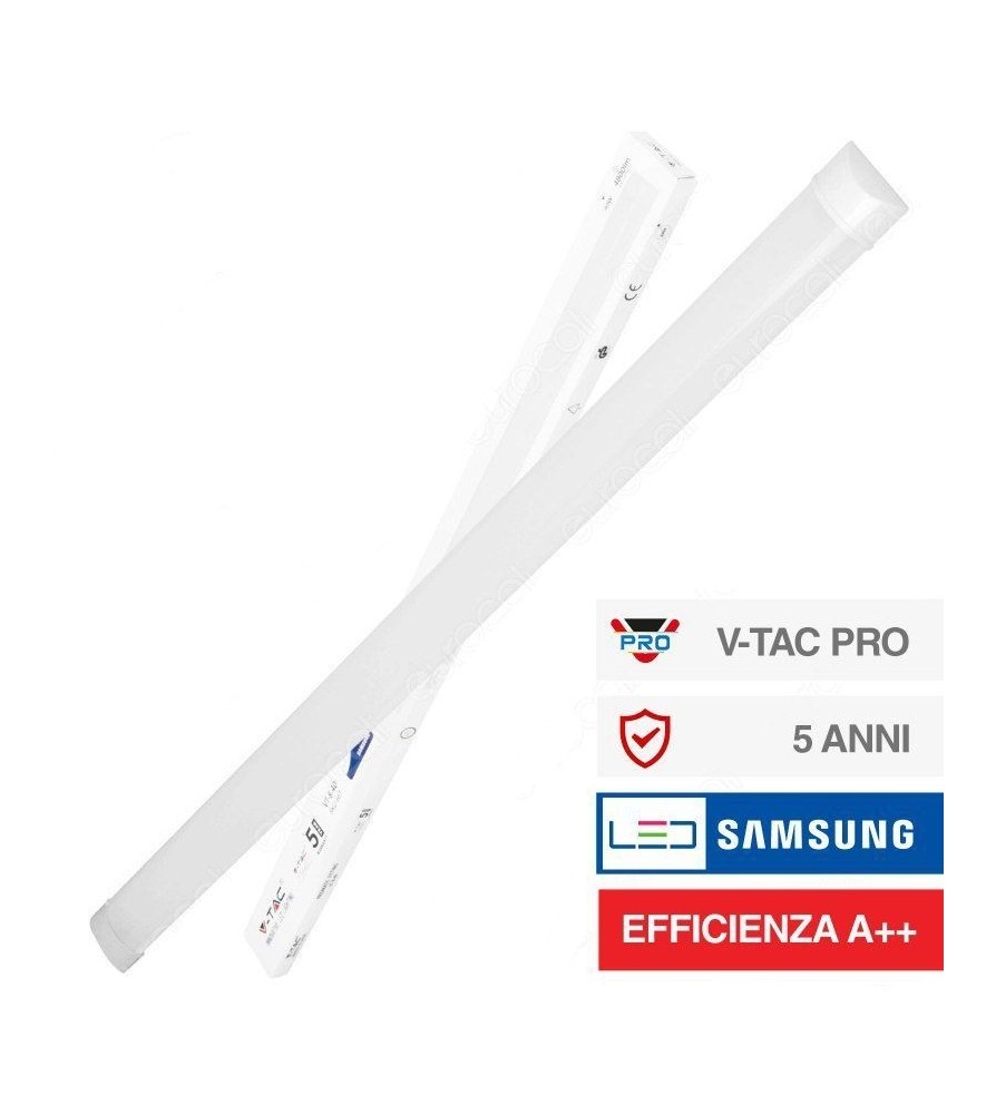 V-Tac Led Prismatico Plafoniera 40W 120Cm Chip Samsung 6400K