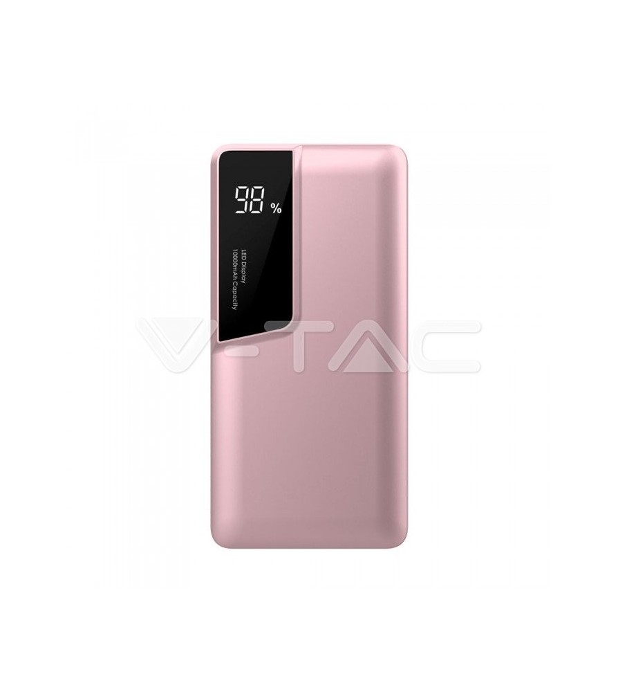 V-Tac Power Bank Portatile 10000 mAh 1 Uscita USB 2,1A Colore Rose Gold