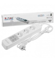 V-Tac Smart VT-5006 Multipresa 3 Posti Wi-Fi Colore Bianco con Interruttore