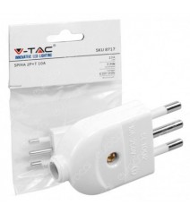 V-Tac Spina Singola 10A con Uscita Cavo Dritta Colore Bianco