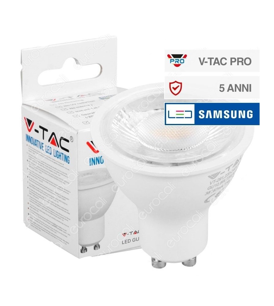 V-Tac Faretto Led 8W GU10 Chip Samsung 110° 6400K