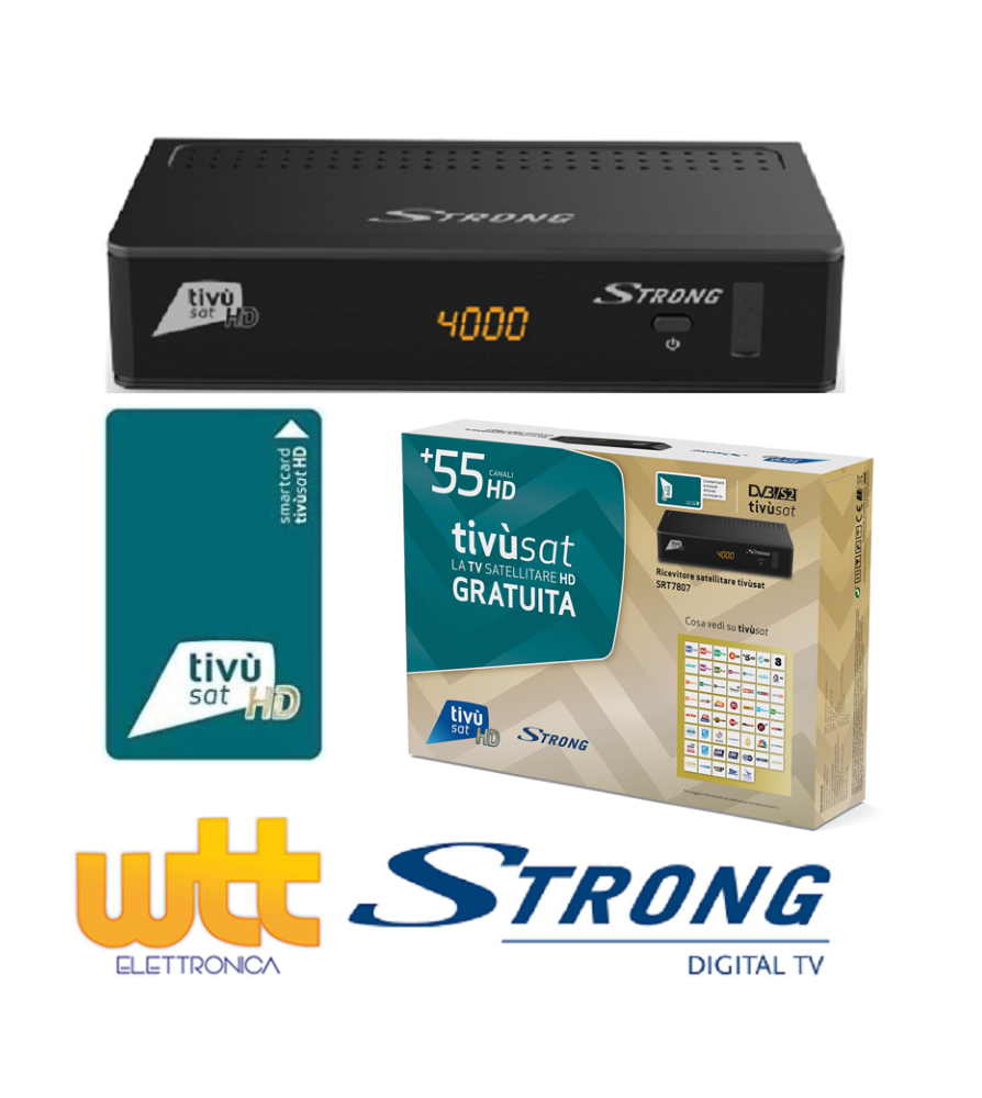 Strong Decoder Satellitare Ufficiale Tivusat HD Tivu Sat Con Tessera Inclusa Tv Sat