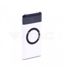 V-Tac Power Bank con Ricarica Wireless 10000 mAh 2 Uscite USB 2A Colore White