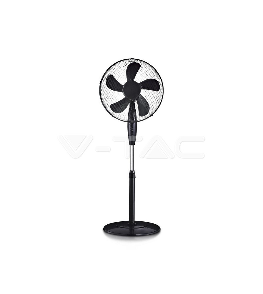 V-Tac Ventilatore a Piantana 55W 5 Pale in Plastica Colore Nero Altezza 1250mm