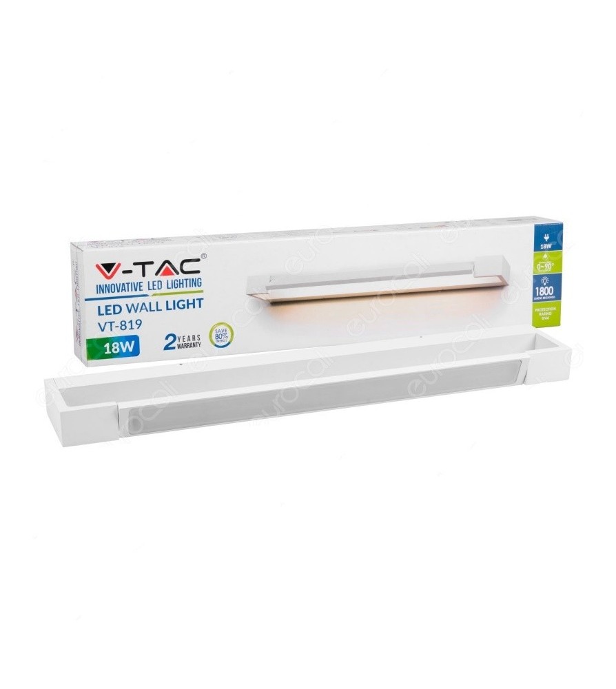 V-Tac Lampada Led 18W 4000K  da Muro con Fonte Luminosa Ruotabile di 360° Colore Bianco IP44