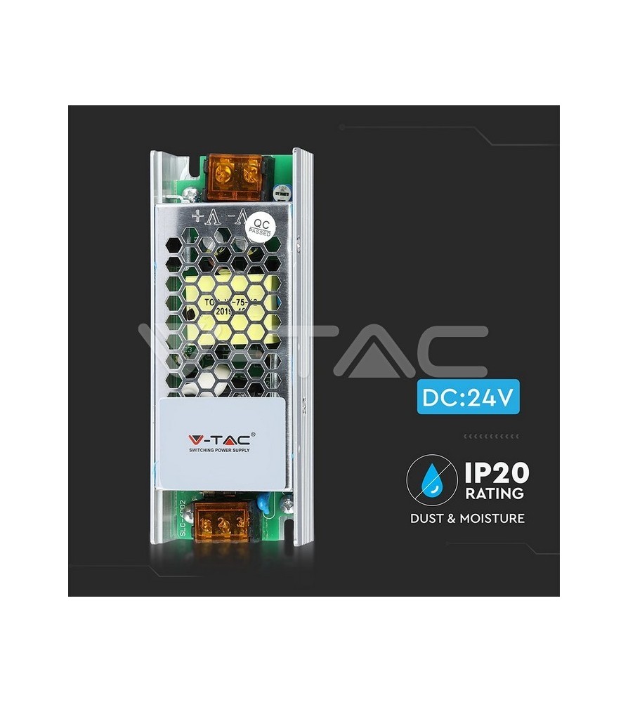 V-Tac Alimentatore 60W 24V Per Uso Interno a 1 Uscita con Morsetti a Vite