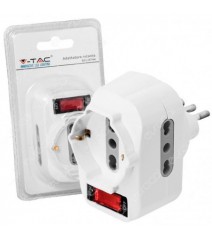 V-Tac Multipresa adattatore triplo con 1 presa Schuko 10/16A 2P+T e 2 prese 10/16A 2P+T