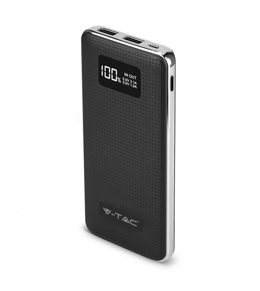 V-Tac Power Bank Portatile 10000 mAh con Display e 2 USB