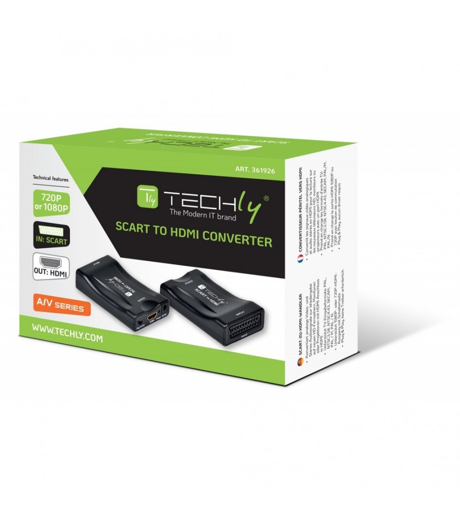 Techly Convertitore Compatto da Scart a HDMI Selezione 720p/1080p