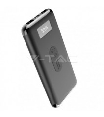 V-Tac Power Bank con Ricarica Wireless 10000 mAh 2 Uscite USB 2,1A Nero