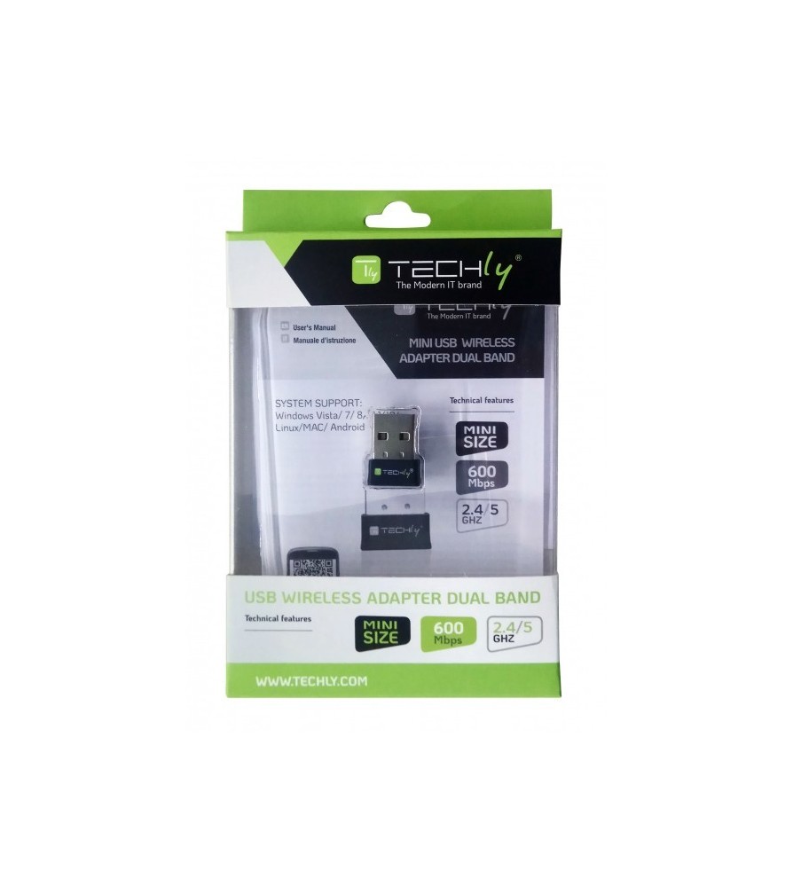 Techly Mini Adattatore Wireless USB 600Mbps Dual Band