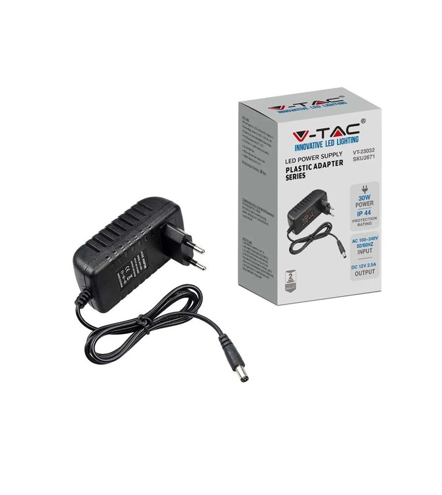 V-Tac Alimentatore In Plastica 30W 12V 2.5A