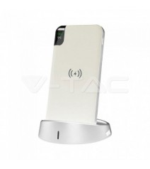 V-Tac Power Bank con Ricarica Wireless 8000 mAh e Base di Ricarica Colore Bianco