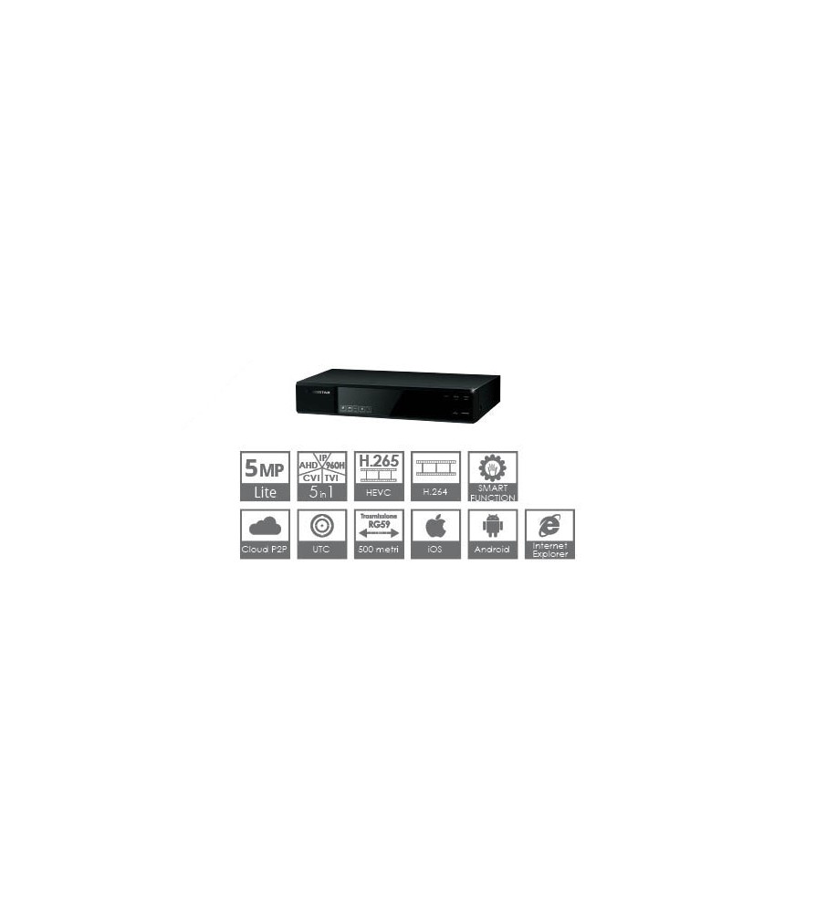 Videostar XVR 5in1 a 4Ch (AHD, TVI, CVI, 960H, IP), Soluzione TechPoint, Massima risoluzione 5MP