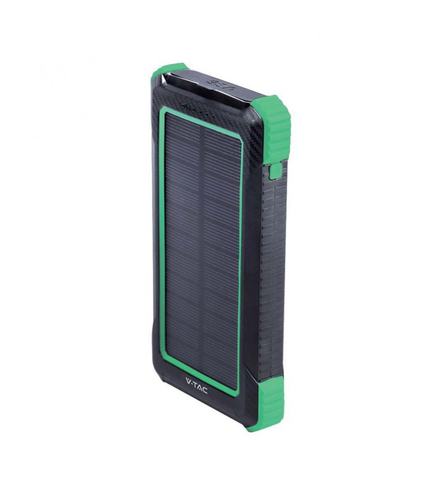 V-TAC Power Bank 10.000 mAh con Pannello Solare e Ricarica Wireless Colore Nero