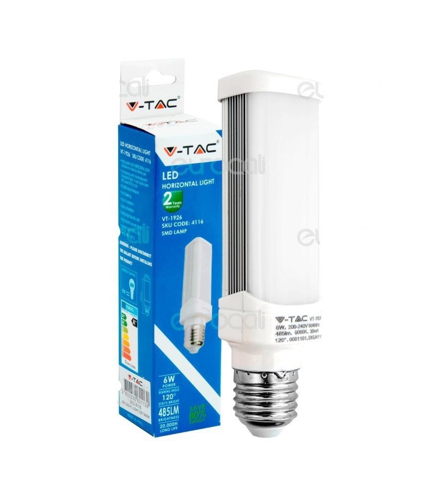 V-Tac Lampadina Led Bulbo 6W Attacco E27 4500K