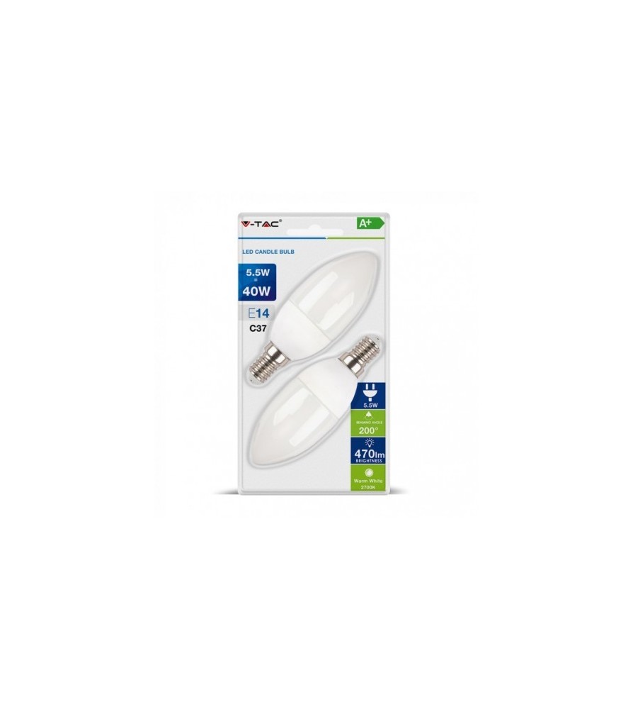 V-Tac Lampadina Led Oliva ( Box 3 Pezzi ) 5.5W Attacco E14 6400K