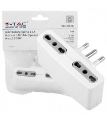 V-Tac Multipresa Adattatore Quadruplo con Prese 16A