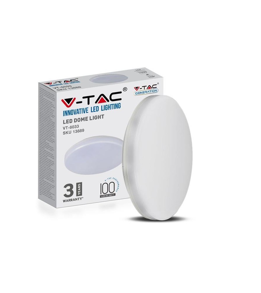 V-Tac Plafoniera Led Rotonda Bianca 15W 6400K 1500Lm IP44 Chip Samsung