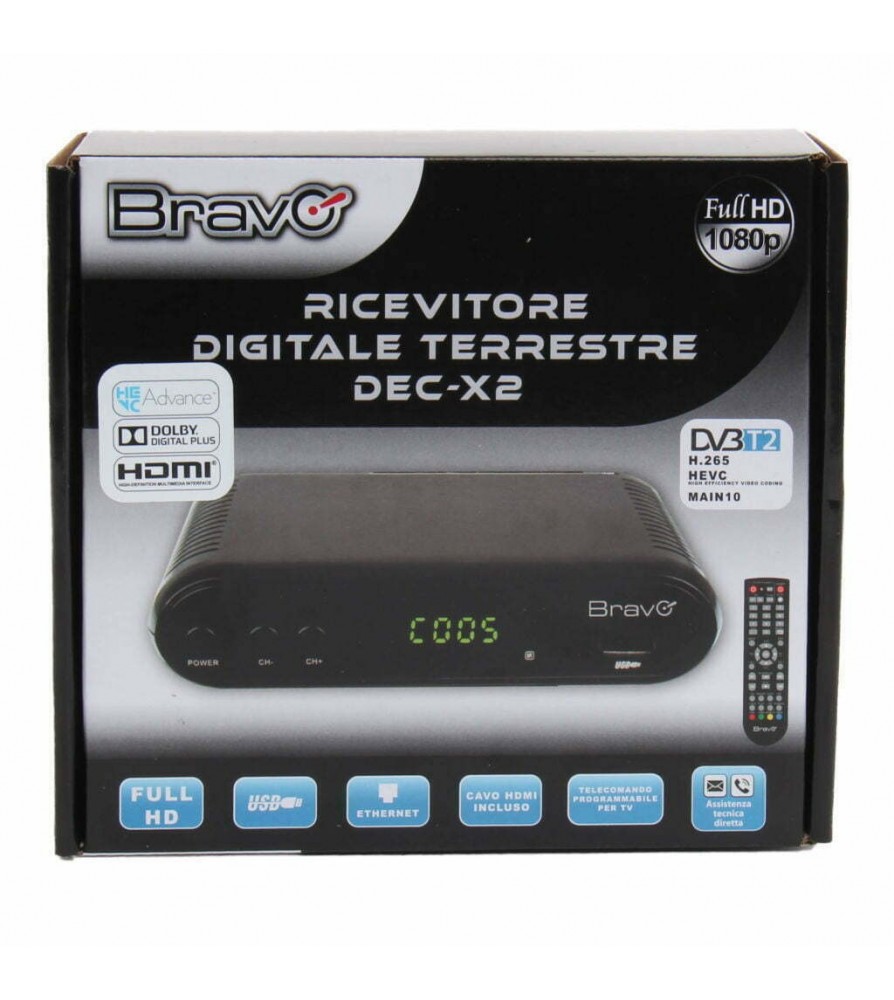 Bravo Ricevitore digitale terrestre DVB-T2 Dec-x2